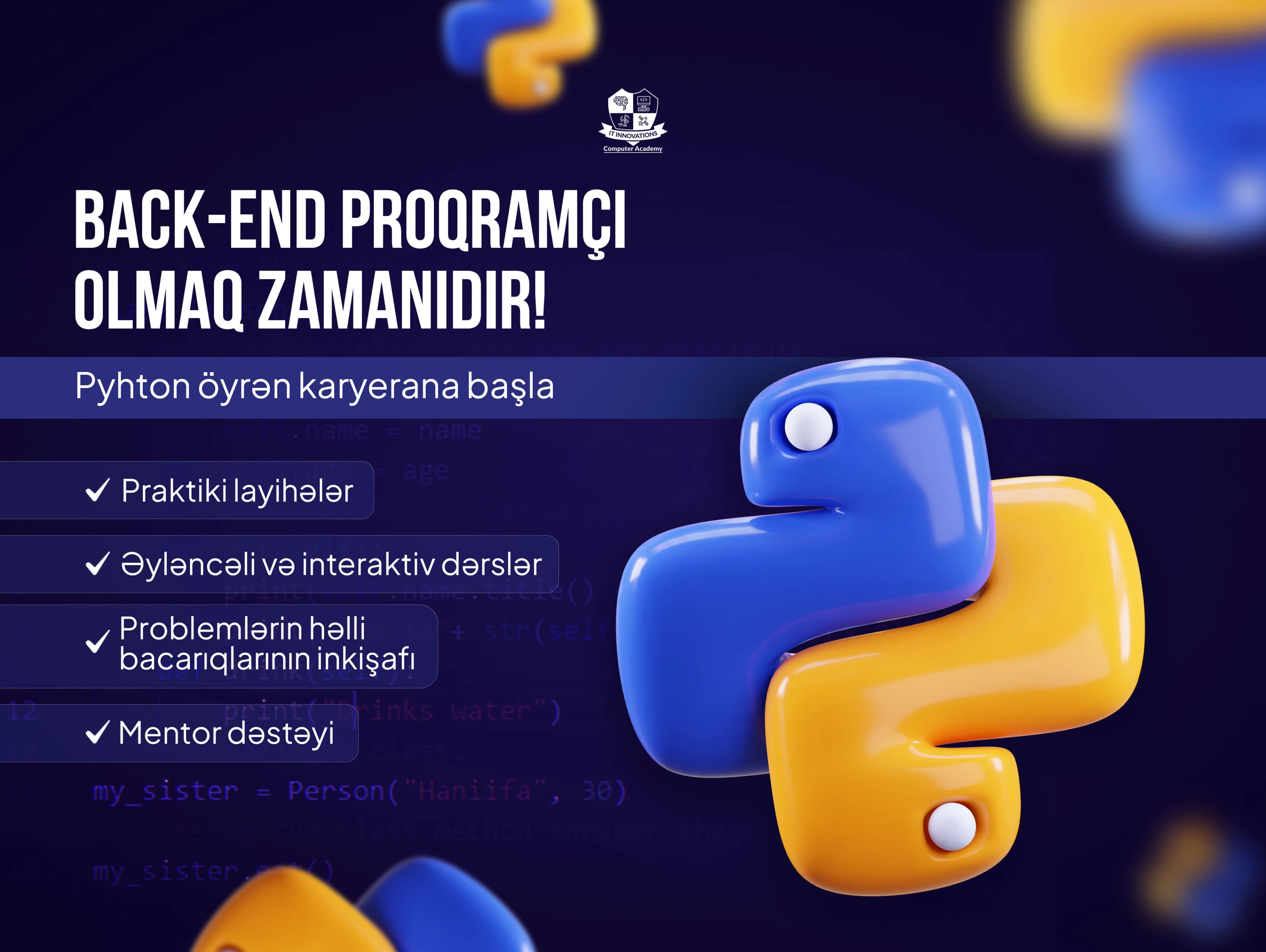 Python Backend Proqramlaşdırma tədris mühiti